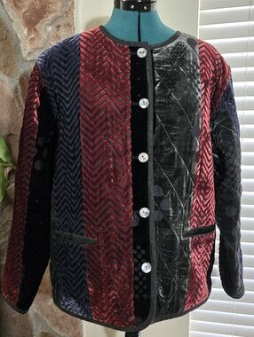 VTG 90s Velvet Quilted Eclectic Boho Jacket - Wearable Art